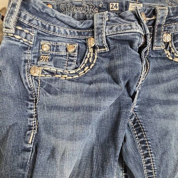 Miss Me Signature Skinny Jeans 24 Rhinestone Flap Pockets - Picture 10 of 11